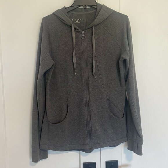 Danskin Comfy Basic Grey Zip Up Sweater Hoodie Women's Size XL - Picture 1 of 7